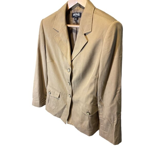 Kasper NWT Tan Brown Buttoned Blazer Sz 14P - Picture 3 of 7